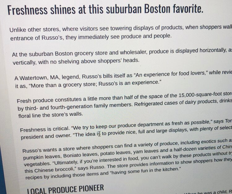 Produce Business Magazine wrote about Russo's